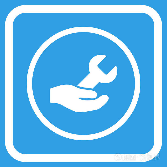 框架中的维修服务矢量图标插画 赋能技术服务的视觉语言